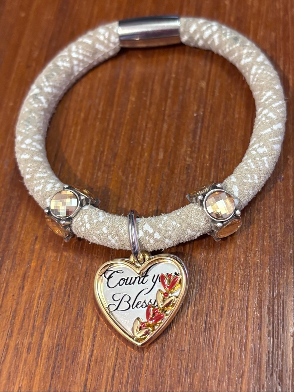 🦃Listing! Brighton Grateful charm Gold Silver Heart reads Count your Blessings - Picture 8 of 8